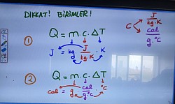 Isı formülünde birimler